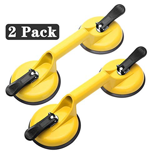 FCHO Glass Suction Cups Heavy Duty Aluminum Vacuum Plate Handle Glass Holder Hooks to Lift Large Glass/Floor Gap Fixer/Tile Suction Cup Lifter/Moving Glass/Pad for Lifting/Dent Puller (2 Pack)