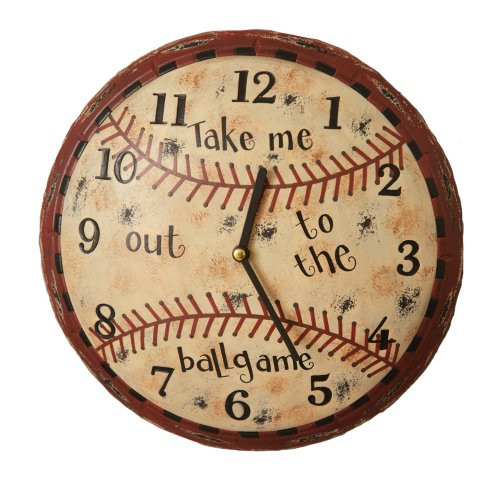 Your Heart s Delight  Take Me Out Baseball Wall Clock 111/4Inch
