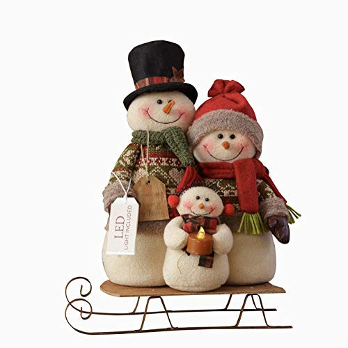 Your Heart s Delight Snowman Family On Sled Led Light Multi Your Heart s Delight Snowman Family On Sled Led Light Multi