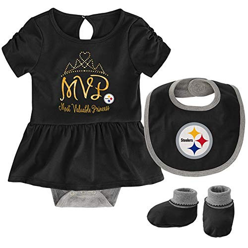 Outerstuff NFL Girls Newborn Infants MVP 3 Piece Creeper Bib and Booty Bodysuit Set Pittsburgh Steelers 24 Months Outerstuff NFL Girls Newborn Infants MVP 3 Piece Creeper Bib and Booty Bodysuit Set Pittsburgh Steelers 24 Months