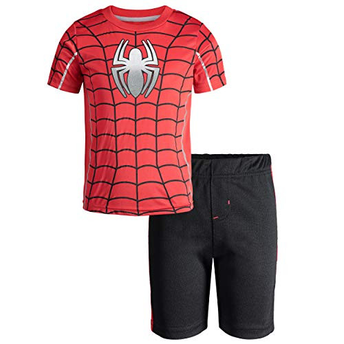 Marvel Avengers Spiderman Toddler Boys  Athletic TShirt  Mesh Shorts Set Red 4T