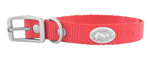 ZEPPRO Red Nylon Concho Pet Collar Arkansas Razorbacks XSmall