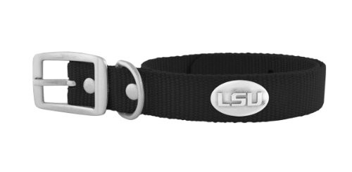 ZEPPRO Black Nylon Concho Pet Collar LSU Tigers Large
