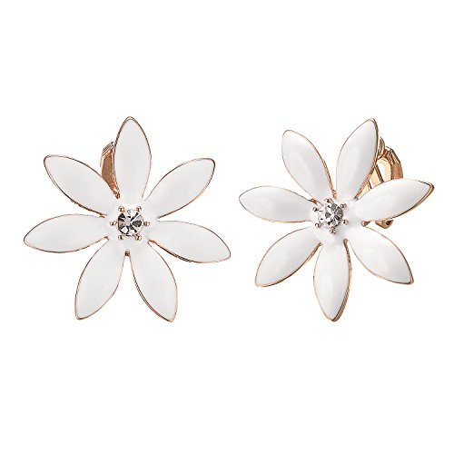 Yoursfs Flower Clip On Earrings for Women Non Pierced White Emamel Wedding jewelry Yoursfs Flower Clip On Earrings for Women Non Pierced White Emamel Wedding jewelry