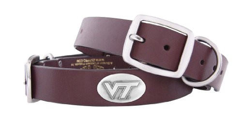 ZEPPRO Brown Leather Concho Pet Collar Virginia Tech Hokies Medium