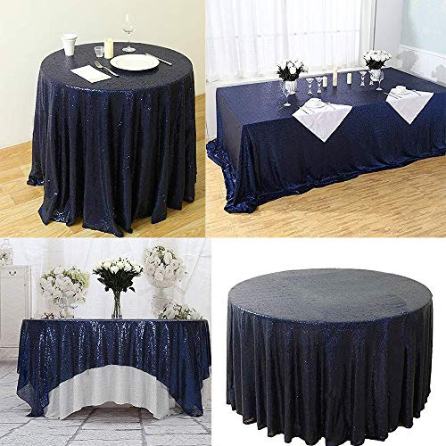 Ruiting Wholesale 50''x80'' Navy Blue Sequin Tablecloth, Wedding Table Cloth, Sparkle Sequin Linens Sequin ?Cake Tablecloth, Sequin Tablecloth (50''x80'' Navy Blue)