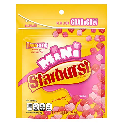 Starburst Favereds Minis Fruit Chews Candy  8 Ounce Grab N Go Size Resealable Bag