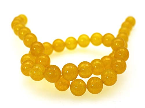 Chalcedony Beads Natural Stone Beads Round Smooth Beads Loose Beads for Jewelry Making DIY Handmade 15  1 Strand per Bag 8mm  01 Yellow