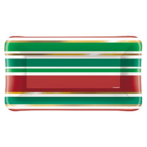 Foil Rectangle Paper Appetizer Chic Christmas Plates  8ct