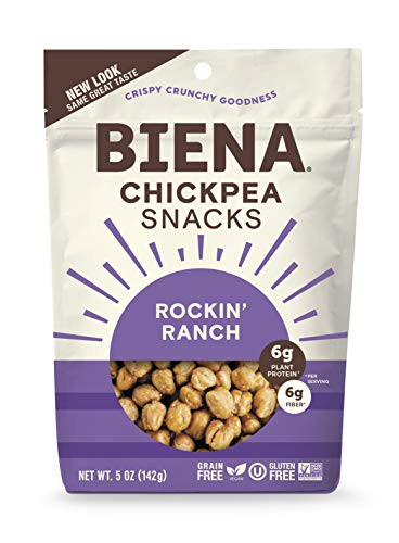 BIENA Rockin  Ranch Chickpea Snacks   Gluten Free   Vegan   Dairy Free   Plant Based Protein  Single 5 oz  Bag