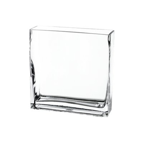 CYS EXCEL Rectangular Glass Vase, Block Vase, Flower Vase, Rectangle Vases for Centerpieces, Pack of 1. (H:8" Open:8"x2.4")