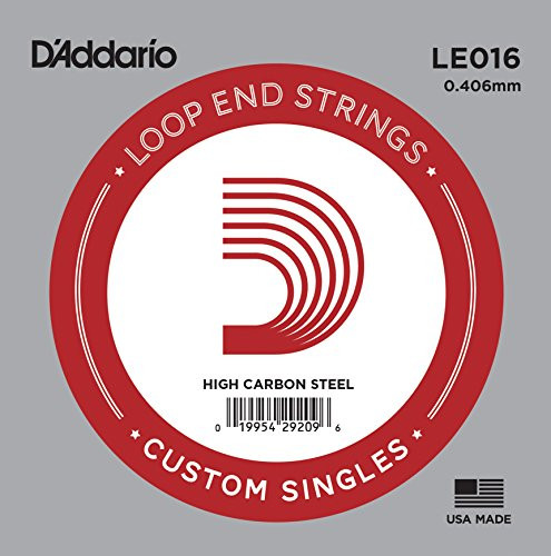 D Addario LE016 Plain Steel Loop End Single String   016