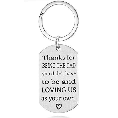 Step Dad Keychain Gift   Fathers Day Gifts from Daughter Son  Birthday Gift for Step Dad  Thank You for Being The Dad You Didnt Have to Be Key Chain