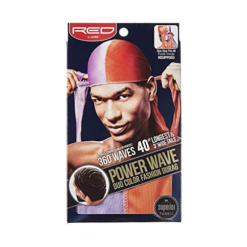 RED by KISS POWER WAVE DUO COLOR FASHION SATIN Durag  Purple Orange