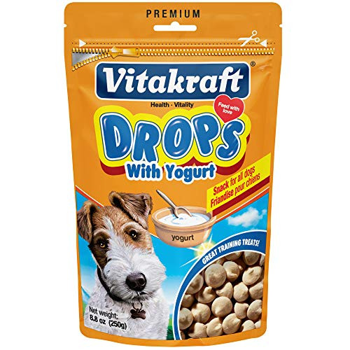 Vitakraft Drops with Yogurt Treats for Dogs  Bite Sized Training Snacks  8 8 Ounce Pouch
