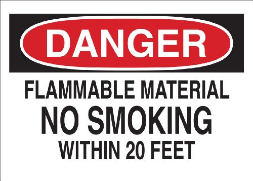 Brady 25068 Plastic Chemical   Hazardous Materials Sign  7  X 10   Legend  Flammable Material No Smoking Within 20 Feet