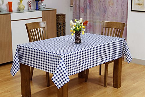 Vinyl Tablecloth Plastic Tablecloth Indoor Outdoor Tablecloth Blue Checkered Gingham 54" x 72"