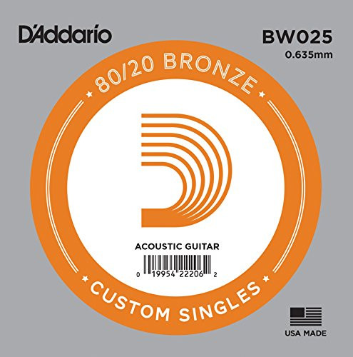 D Addario BW025 Bronze Wound Acoustic Guitar Single String   025