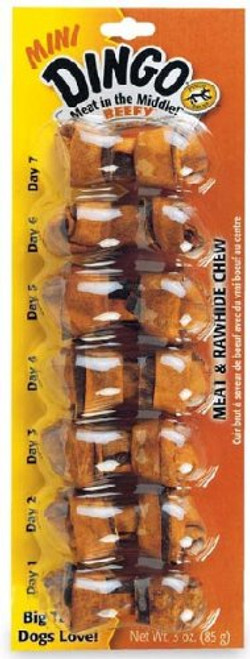 Dingo Beef Flavored Mini Rawhide Bones for Small Toy Dogs 7 Count Dingo Beef Flavored Mini Rawhide Bones for Small Toy Dogs 7 Count