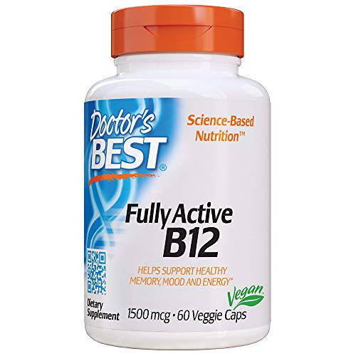 Doctor s Best Fully Active B12 1500 mcg  Non GMO  Vegan  Gluten Free  Supports Healthy Memory  Mood and Circulation  60 Veggie Caps