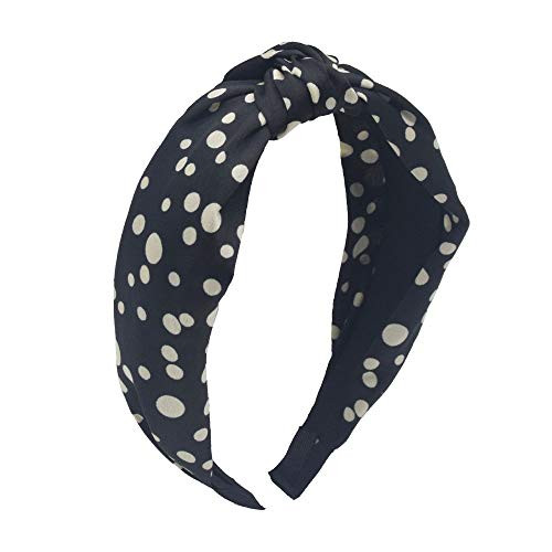 Knot Headband for Women Girls MHDGG Wave Point Wide Headbands Turban Headband Hair Band Bandana Hairband Head Band Wrap with Bow Cloth Wrapped Headwear Black