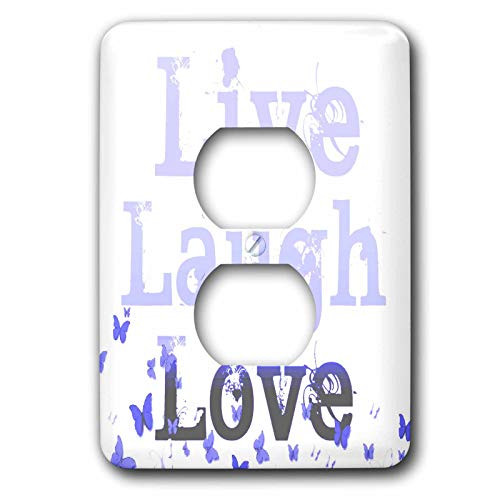3dRose lsp 37961 6 Live  Laugh  Love Purple Butterflies Inspirational Words 2 Plug Outlet Cover