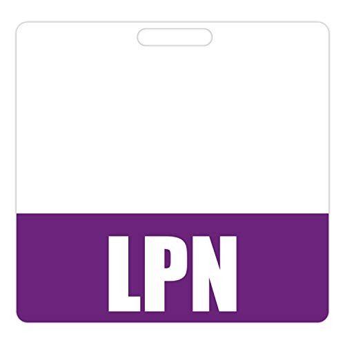 LPN Badge Buddy  Purple    Horizontal Heavy Duty Badge Tags for Licensed Practical Nurses   Double Sided Badge Identification Card