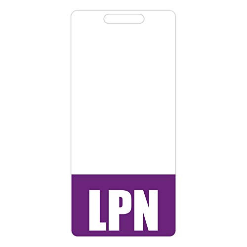 LPN Badge Buddy  Purple    Vertical Heavy Duty Badge Tags for Licensed Practical Nurses   Double Sided Badge Identification Card