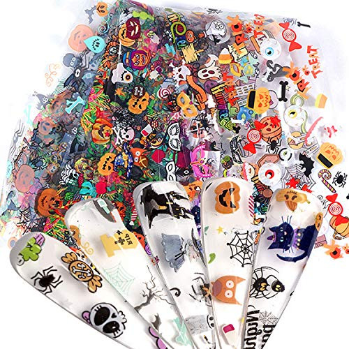 Deloky 10 Sheet Halloween Nail Foil Transfer Sticker Pumpkin Spider Wraps Foil Transfer Adhesive Glitters Nail Art Decal Tips for Manicure DIY Nail Decoration Halloween Deloky 10 Sheet Halloween Nail Foil Transfer Sticker Pumpkin Spider Wraps Foil Transfer Adhesive Glitters Nail Art Decal Tips for Manicure DIY Nail Decoration Halloween