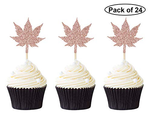 Pack of 24 Maple Leaf Cupcake Toppers Glitter Rose Gold Fall Leaves Cupcake picks Fall   Thanksgiving Themed Party Decorations Supplies Pack of 24 Maple Leaf Cupcake Toppers Glitter Rose Gold Fall Leaves Cupcake picks Fall   Thanksgiving Themed Party Decorations Supplies