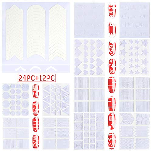 Bagvhandbagro 36 Sheets Nail Stencils Vinyls French Tip Nail Art Guides Nail Art Decal French Manicure Strips Nail Stickers Set for DIY Nail Art Decoration Bagvhandbagro 36 Sheets Nail Stencils Vinyls French Tip Nail Art Guides Nail Art Decal French Manicure Strips Nail Stickers Set for DIY Nail Art Decoration