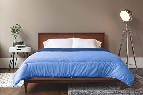 ViscoSoft Reversible Down Alternative Comforter (Full/Queen) - Lightweight Duvet Cover Insert - Washable Microfiber Comforters Super Soft Bedding Weighted Blanket - (Light Blue/Dark Blue)