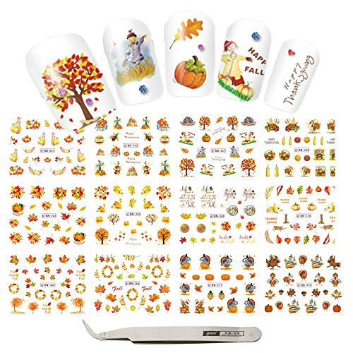 Thanksgiving Fall Nail Tattoo Stickers with Tweezers Nail Art Water Slide Tattoo Decals Self Adhesive Autumn Maple Fall Leaves Pumpkin Manicure Nail Tip Tattoo Art Decals for Women Girls Kids DIY Thanksgiving Fall Nail Tattoo Stickers with Tweezers Nail Art Water Slide Tattoo Decals Self Adhesive Autumn Maple Fall Leaves Pumpkin Manicure Nail Tip Tattoo Art Decals for Women Girls Kids DIY