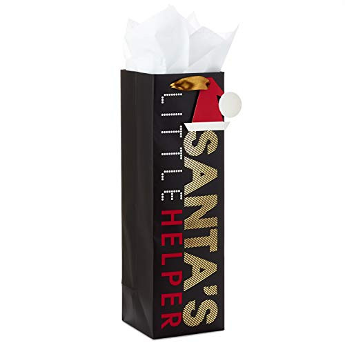 Hallmark Christmas Bottle Gift Bag with Tissue Paper  Santa s Little Helper