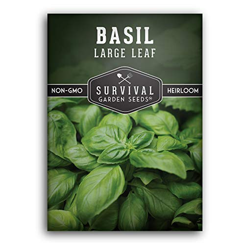 Survival Garden Seeds   Large Leaf Basil Seed for Planting   Packet with Instructions to Plant and Grow Your Home Vegetable Garden   Non GMO Heirloom Variety