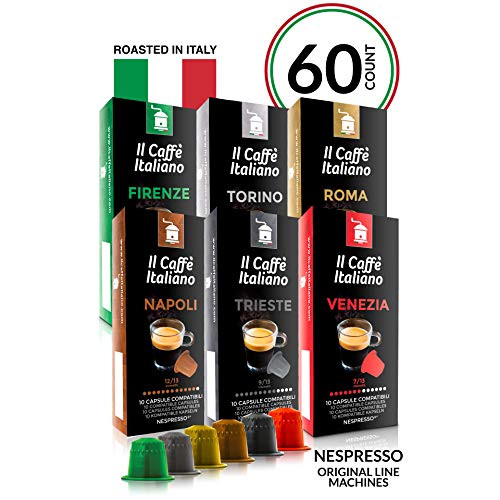 Il Caffé Italiano Coffee | Capsules Compatible with Nespresso OriginalLine | Certified Genuine Tour DItalia Variety Pack | 60 Espresso Pods | Roasted in Messina, Italy | Happiness Guaranteed Il Caffé Italiano Coffee | Capsules Compatible with Nespresso OriginalLine | Certified Genuine Tour DItalia Variety Pack | 60 Espresso Pods | Roasted in Messina, Italy | Happiness Guaranteed