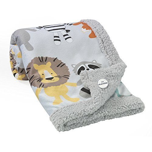 Lambs & Ivy Two of A Kind Multi Animals Blanket, Gray Lambs & Ivy Two of A Kind Multi Animals Blanket, Gray