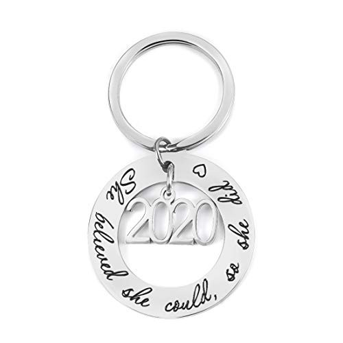 OBSEDE 2020 Key Ring She Believed She Could so She Did Stainless Steel Inspirational Pendant Keychain Graduation Gift for Girl Women OBSEDE 2020 Key Ring She Believed She Could so She Did Stainless Steel Inspirational Pendant Keychain Graduation Gift for Girl Women