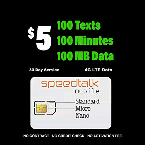5 Month   100 Texts  SMS    100 Minutes  Talk  and 100MB 4G LTE Data   3 in 1 SIM Card   30 Days Nationwide Service