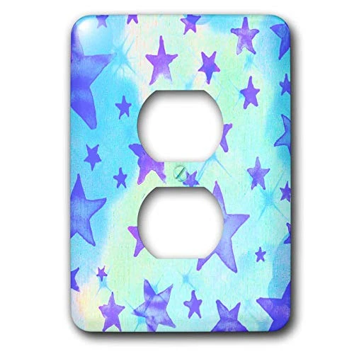3dRose lsp 28121 6 Turquoise and Purple Stars Outlet Cover