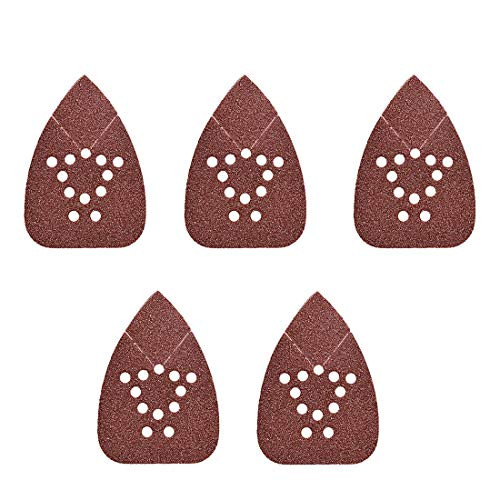 uxcell Detail Sander Sandpaper  Triangular Sanding Paper  Hook and Loop Sanding Pads  Triangle Oscillating Multi Tool  40 Grits 12 Holes  5pcs