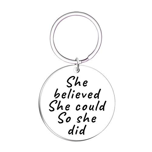She Believed She Could so She Did Inspirational Keychain for Daughter Friends