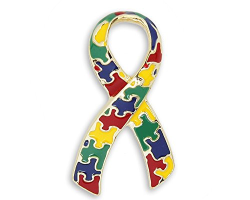 Fundraising For A Cause Large Autism Awareness Ribbon Pin with Colorful Puzzle Pieces Aspergers Autism Ribbon Multi Colored Lapel Pin for Fundraising or Awareness in a Gift Box 1 Pin Fundraising For A Cause Large Autism Awareness Ribbon Pin with Colorful Puzzle Pieces Aspergers Autism Ribbon Multi Colored Lapel Pin for Fundraising or Awareness in a Gift Box 1 Pin