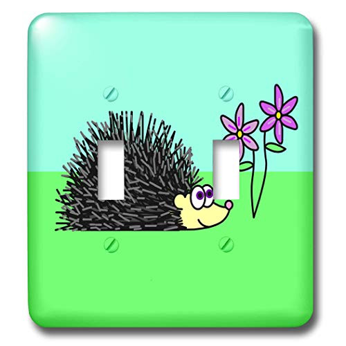 3dRose lsp 6338 2 Hedgehog   Purple Flowers Double Toggle Switch  Multicolor