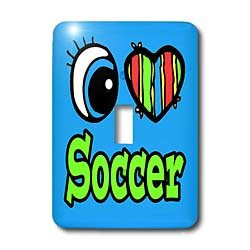 3dRose lsp 106536 1 Bright Eye Heart I Love Soccer Single Toggle Switch  Multicolor