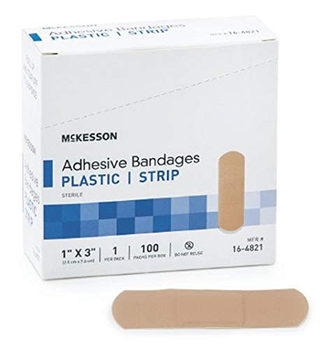 McKesson   Adhesive Strip McKesson 1 X 3 Inch Plastic Rectangle Tan Sterile   100 Box   McK
