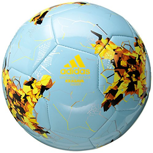 adidas Performance Confederations Cup Glider Soccer Ball, Ice Blue/Shock Yellow/Tactile Orange, Size 5