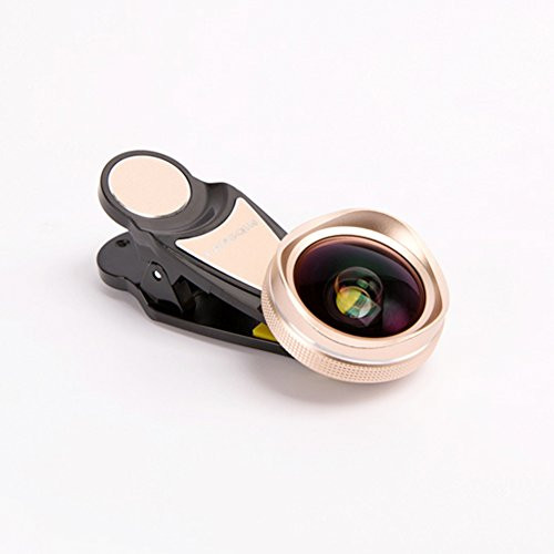 Fangqin Phone Camera Lens Kit, Combo 2 in 1 Lenses 16mm 4K HD Wide Angle Lens 15X HD Macro Lens with Aluminum-magnesium Alloy Clip Cell Phone Lens for iPhone 8, 7, 6s& Samsung & Smartphones(Gold)