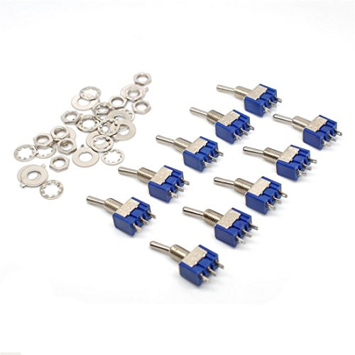 HiLetgo 10pcs 6A 125V 3A 250V ON Off ON 3 Terminals 3 Position SPDT Toggle Switch Single Joint MTS 103