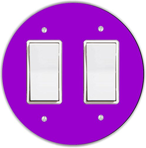 Rikki Knight RND LSPROCKDBL 172 Round Double Rocker Light Switch Plate  Purple